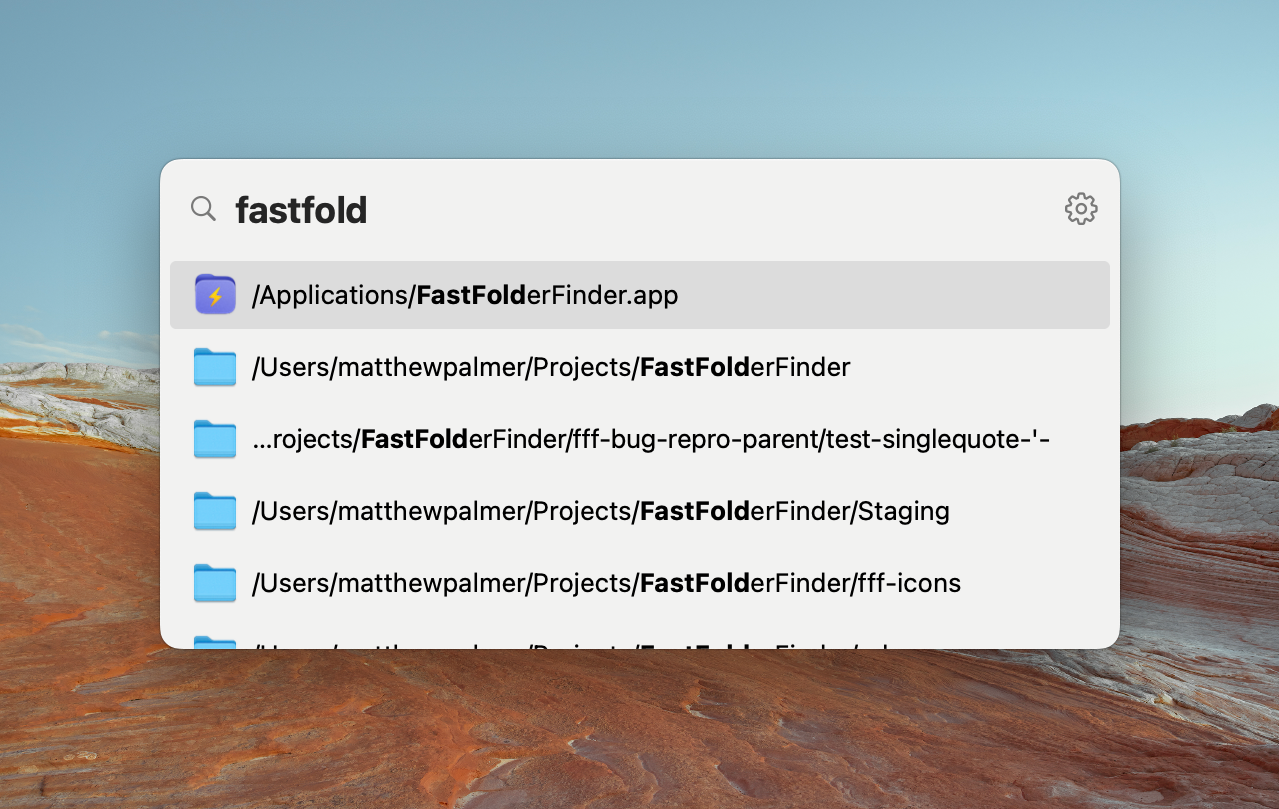 FastFolderFinder macOS app launcher launchbar
