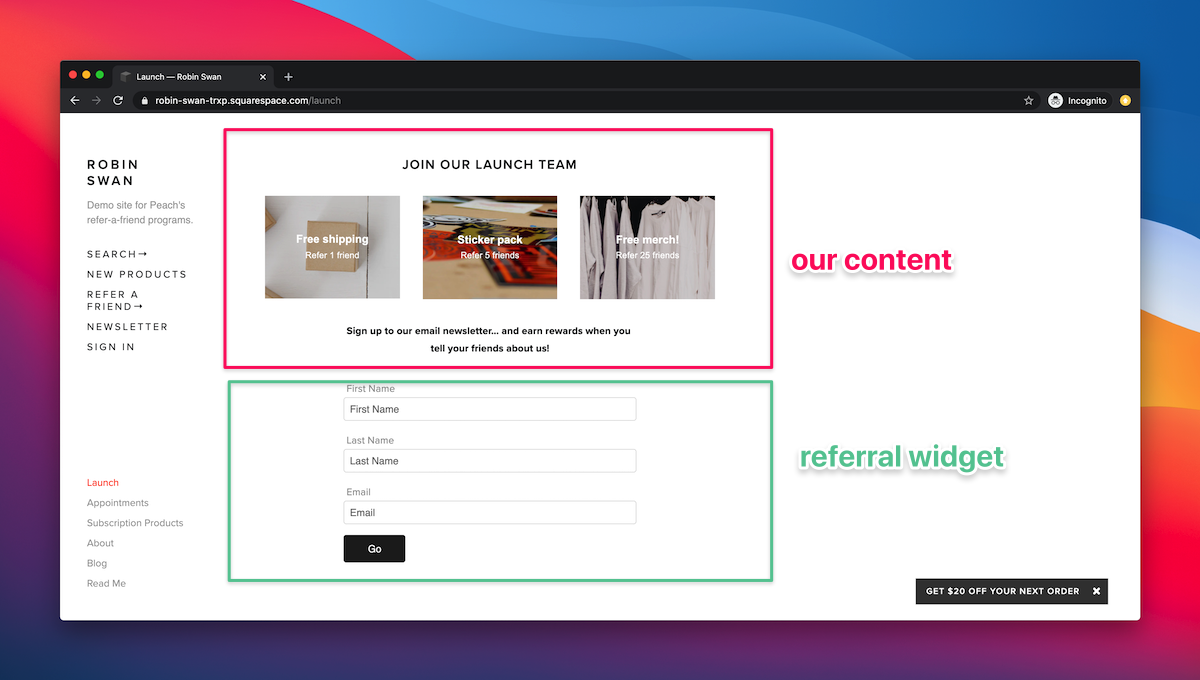 Milestone referral program landing page example