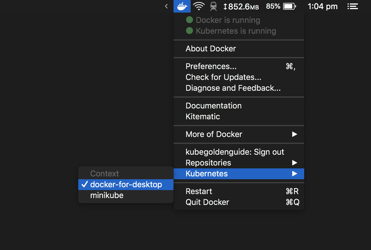 Enable kubectl docker for mac