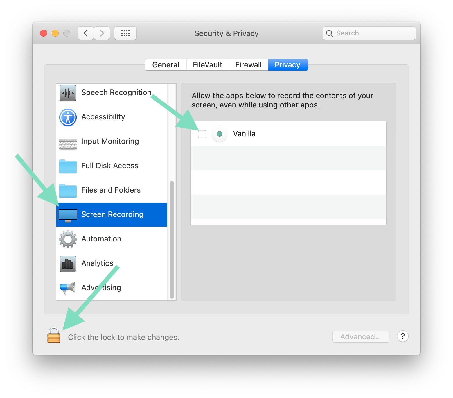 mac screen recording settings