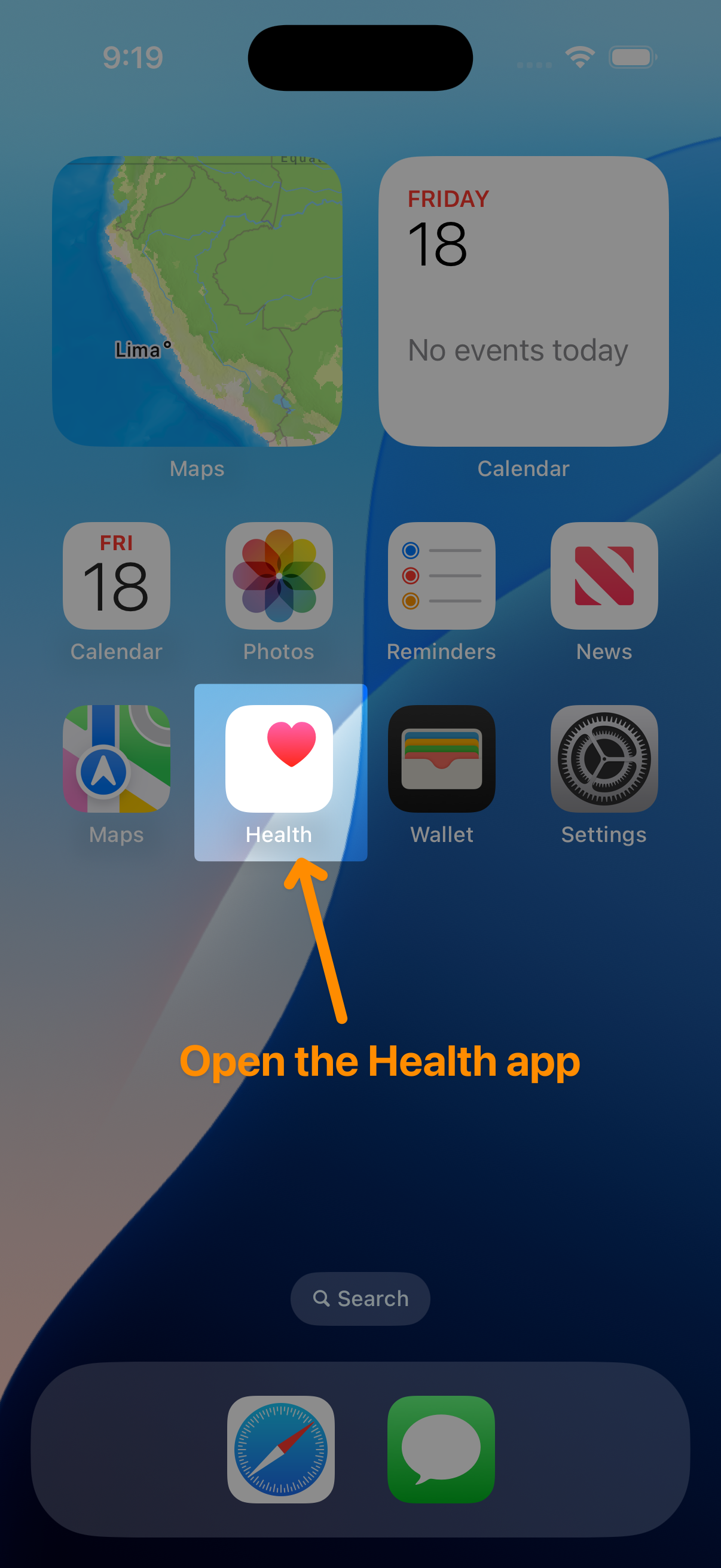 Open Health app to add workout to Apple Watch