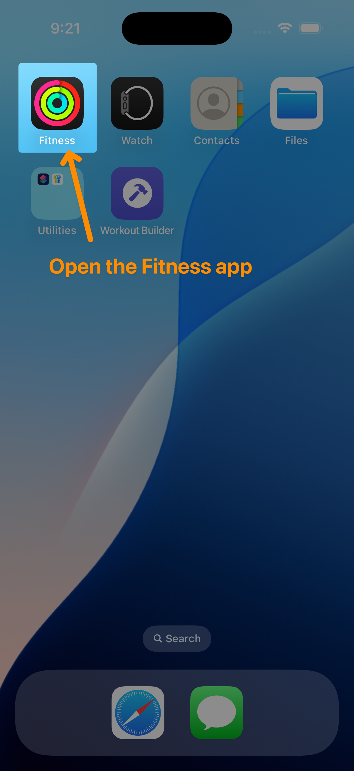 Open Fitness app to delete workouts