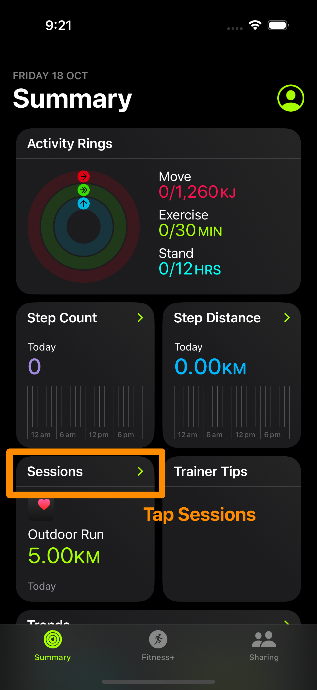 Find list of completed workouts on iPhone